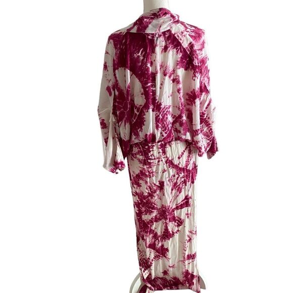 S/W/F Magenta Tie Dye Plunge Dress Oversized Size Small - Picture 7 of 9